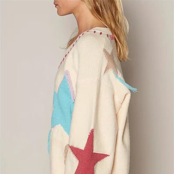 Stitching Stars Pastel Pullover Sweater - Picture 4 of 5